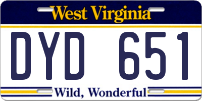WV license plate DYD651