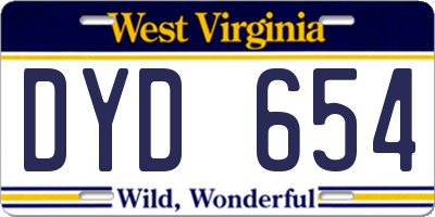 WV license plate DYD654