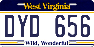 WV license plate DYD656