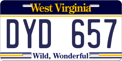 WV license plate DYD657