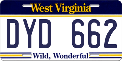 WV license plate DYD662
