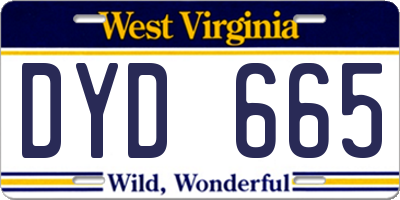 WV license plate DYD665