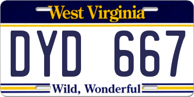 WV license plate DYD667