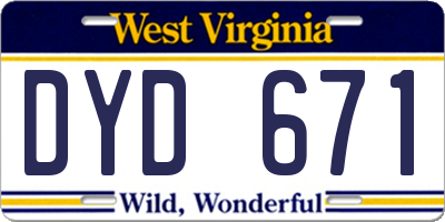 WV license plate DYD671