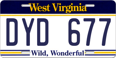 WV license plate DYD677