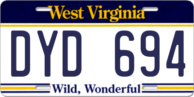 WV license plate DYD694