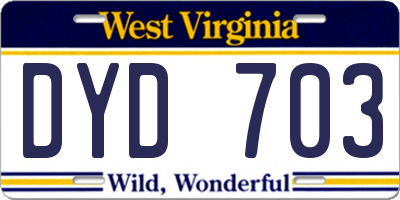 WV license plate DYD703