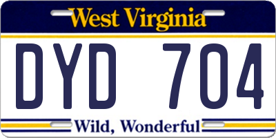 WV license plate DYD704