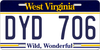 WV license plate DYD706