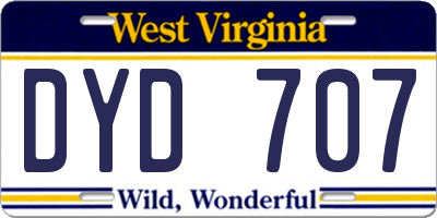 WV license plate DYD707