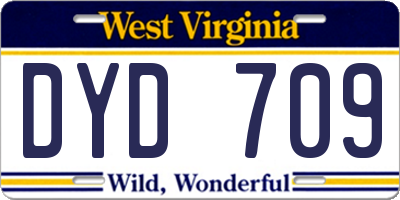 WV license plate DYD709