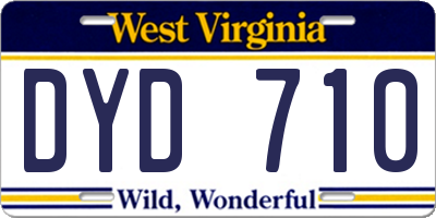 WV license plate DYD710