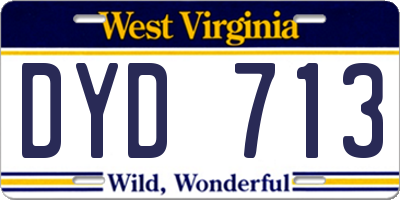 WV license plate DYD713