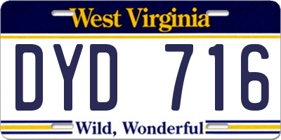 WV license plate DYD716
