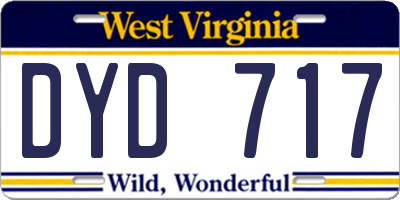 WV license plate DYD717