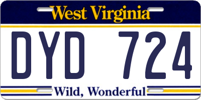 WV license plate DYD724