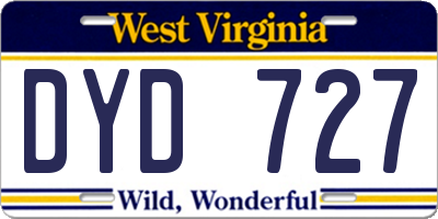 WV license plate DYD727