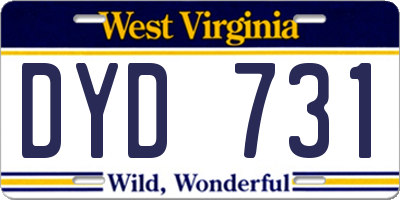 WV license plate DYD731