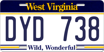 WV license plate DYD738