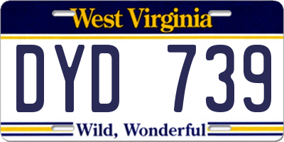 WV license plate DYD739