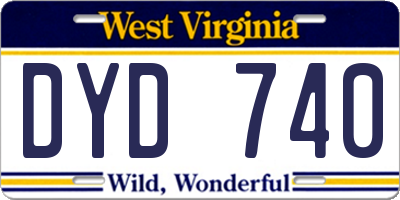 WV license plate DYD740