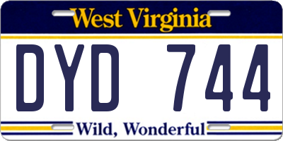 WV license plate DYD744