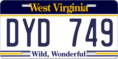 WV license plate DYD749