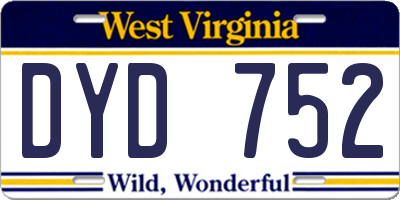 WV license plate DYD752