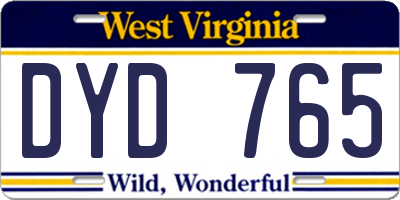 WV license plate DYD765