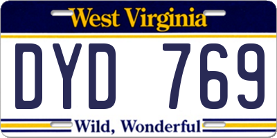 WV license plate DYD769