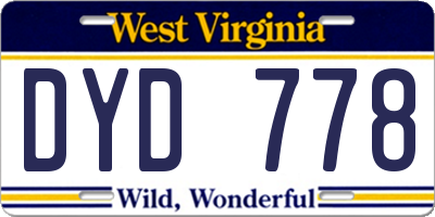 WV license plate DYD778