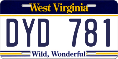 WV license plate DYD781