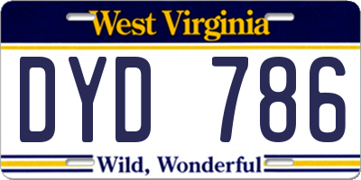 WV license plate DYD786