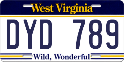 WV license plate DYD789