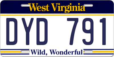 WV license plate DYD791