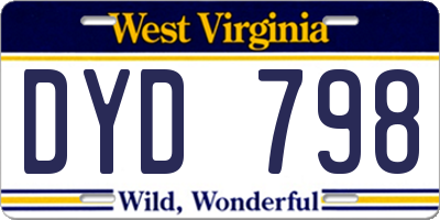 WV license plate DYD798