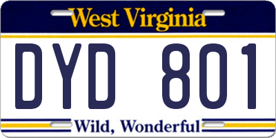WV license plate DYD801