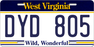 WV license plate DYD805