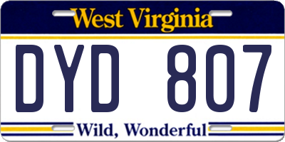 WV license plate DYD807