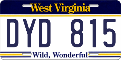 WV license plate DYD815
