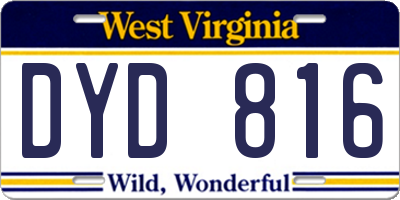 WV license plate DYD816