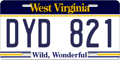 WV license plate DYD821