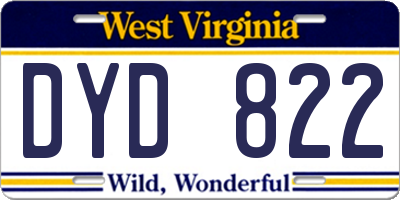 WV license plate DYD822