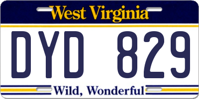 WV license plate DYD829