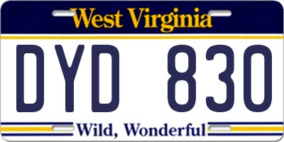WV license plate DYD830