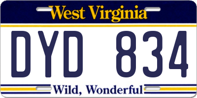 WV license plate DYD834
