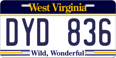 WV license plate DYD836