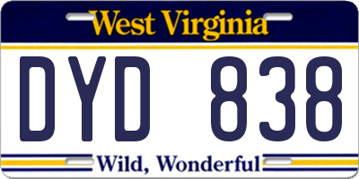 WV license plate DYD838