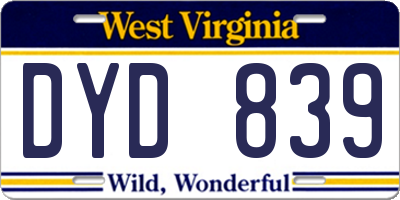 WV license plate DYD839