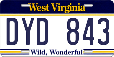 WV license plate DYD843